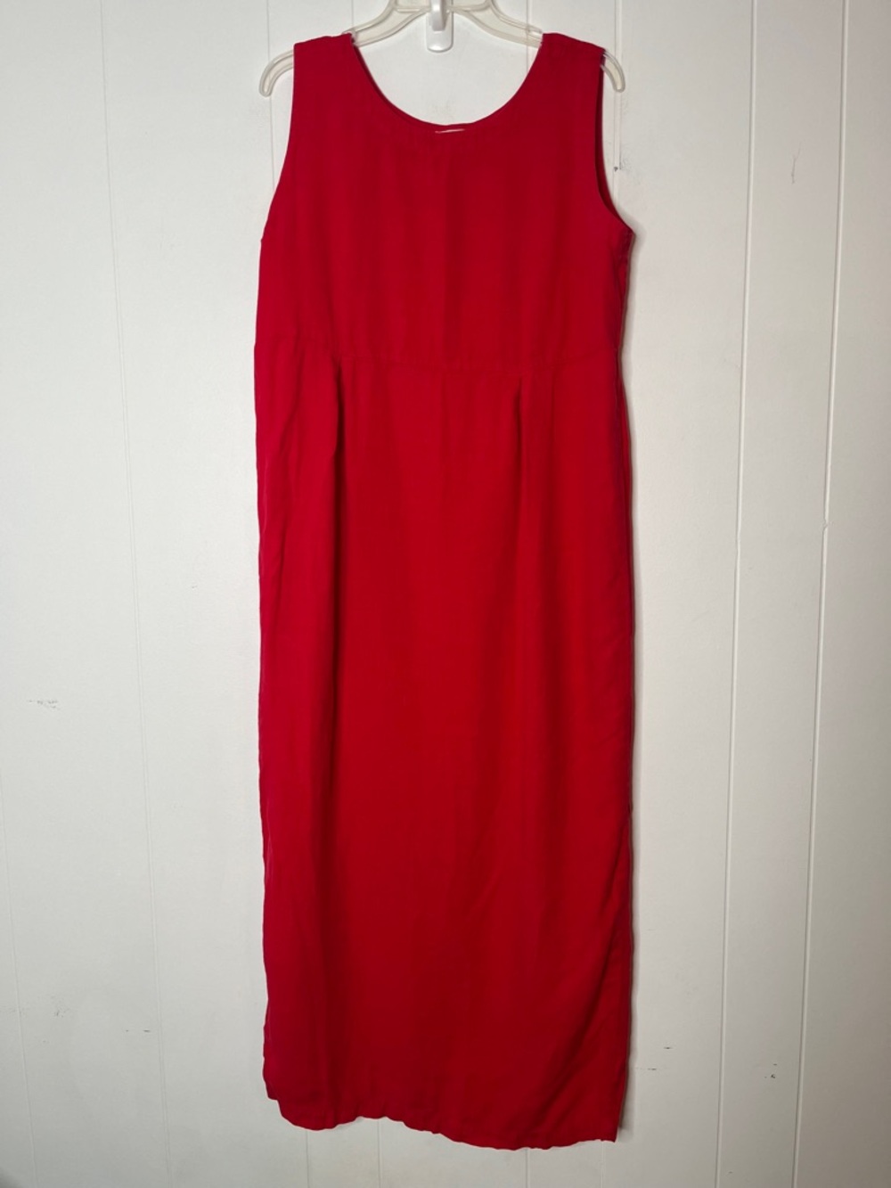Vintage made in USA 100% Linen Red Sleeveless Maxi Dress